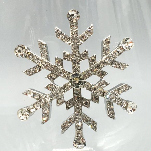 4 Christmas Rhinestone Snowflake Stemless Wine Glass Set Silver Jeweled Holidays - Picture 4 of 9